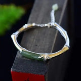 Mom Retro Chinese Style Jade Bracelet S925 Sterling Silver