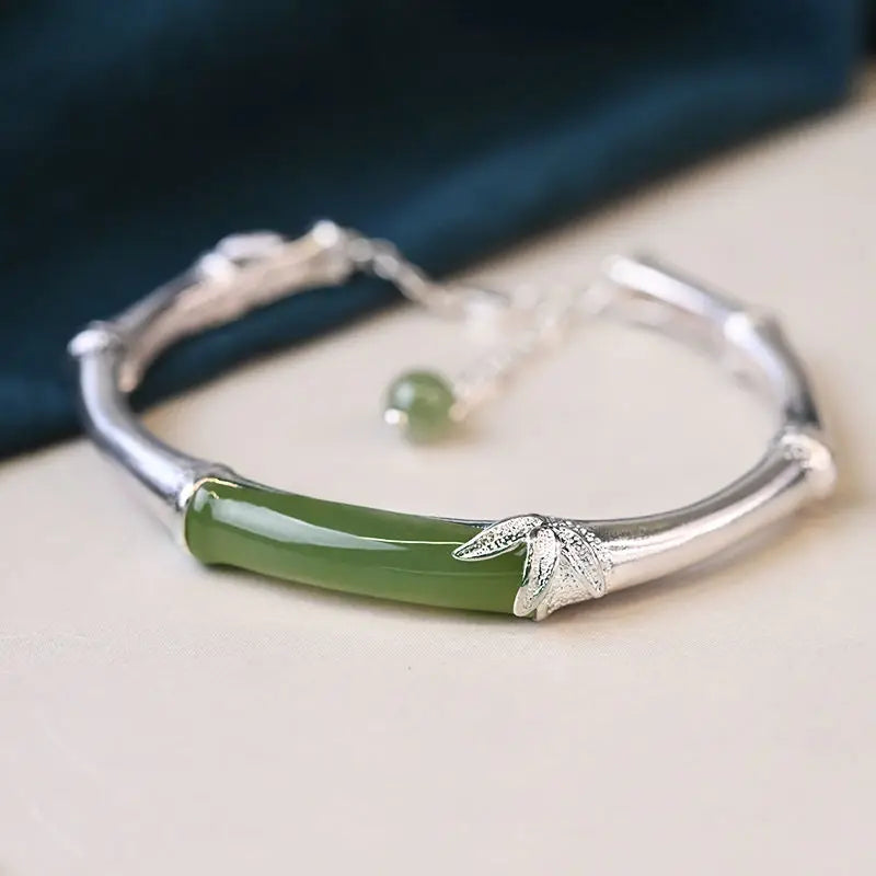 Mom Retro Chinese Style Jade Bracelet S925 Sterling Silver