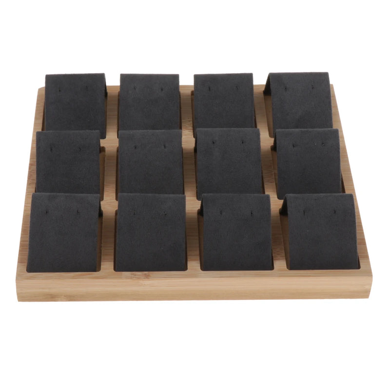 Bamboo Compartment Box Tray Earrings Display