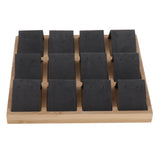 Bamboo Compartment Box Tray Earrings Display