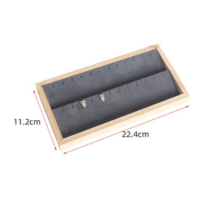 Bamboo Dark Gray Jewelry Display Tray Earrings Holder Rack Stand