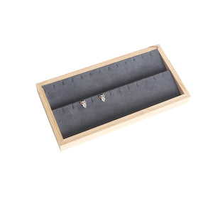 Bamboo Dark Gray Jewelry Display Tray Earrings Holder Rack Stand