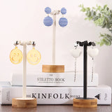 Bamboo Earring Display Holder Jewelry Organizer Round Bottom Eardrop Shelf