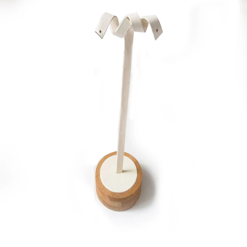 Bamboo Earring Display Holder Jewelry Organizer Round Bottom Eardrop Shelf