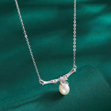 Bamboo Freshwater Pearl Pendant Necklace 925 Sterling Silver Jewelry