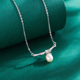 Bamboo Freshwater Pearl Pendant Necklace 925 Sterling Silver Jewelry