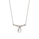 Bamboo Freshwater Pearl Pendant Necklace 925 Sterling Silver Jewelry