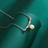 Bamboo Freshwater Pearl Pendant Necklace 925 Sterling Silver Jewelry