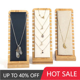Bamboo Necklace Display Stand Wooden Showcase Holder