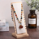Bamboo Jewelry Display Stand Wood Necklace Easel Showcase Display Holder
