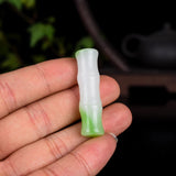 Bamboo Green Jade Pendant Necklace Charm Jewelry for Women Men