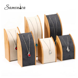 Bamboo Necklace Display Rack Pendant Organizer Jewelry Storage Counter Stand