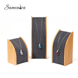 Bamboo Necklace Display Rack Pendant Organizer Jewelry Storage Counter Stand