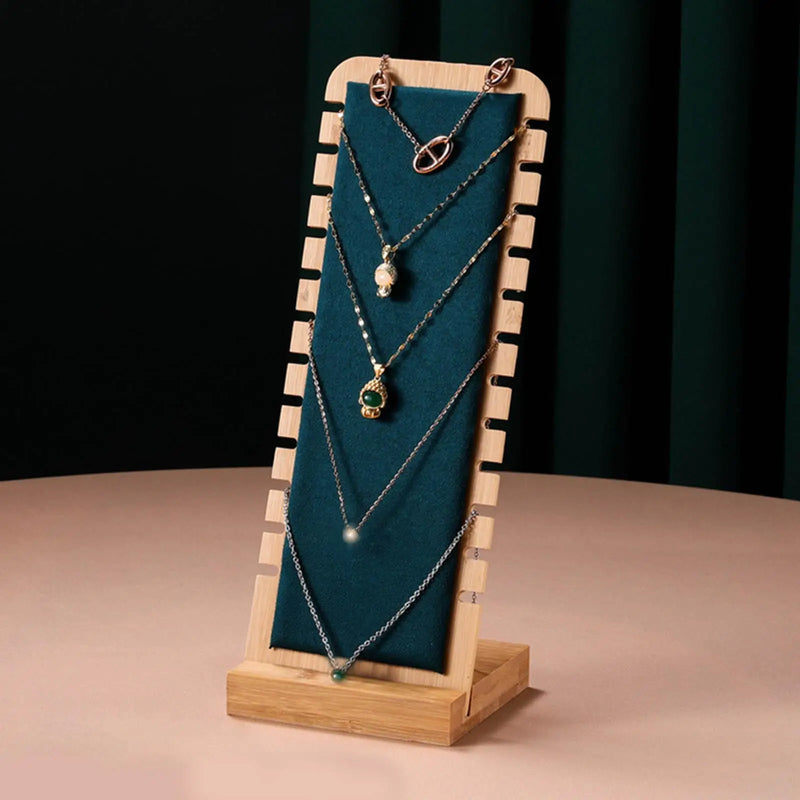 Bamboo Necklace Jewelry Display Stand Wooden Easel