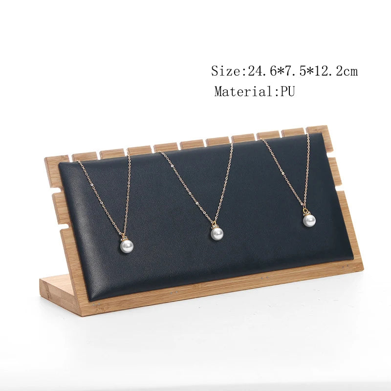 Bamboo Necklace Display Rack Jewelry Organizer Storage Case