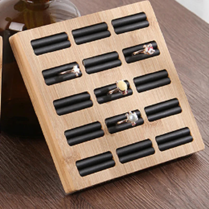 Bamboo Ring Display Stand Jewelry Organizer Storage Holder