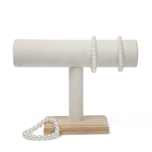 Bamboo Velvet Bracelet Display Stand Jewelry Organizer Rack
