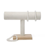 Bamboo Velvet Bracelet Display Stand Jewelry Organizer Rack