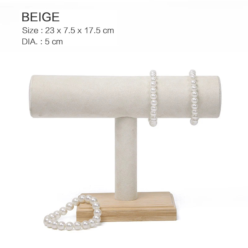Bamboo Velvet Bracelet Display Stand Jewelry Organizer Rack
