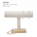 Bamboo Velvet Bracelet Display Stand Jewelry Organizer Rack