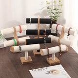 Bamboo T-bar Bracelet Display Stand 2-Tier Jewelry Organizer