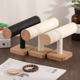 Bamboo T-bar Bracelet Display Stand 2-Tier Jewelry Organizer