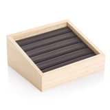 Bamboo Velvet Jewelry Display Tray Ring Box Earring Necklace Storage