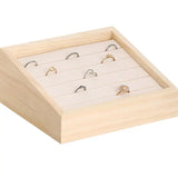 Bamboo Velvet Jewelry Display Tray Ring Box Earring Necklace Storage