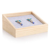 Bamboo Velvet Jewelry Display Tray Ring Box Earring Necklace Storage