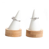 Bamboo PU Fingertip Cone Ring Display Stand Case Ring Holder