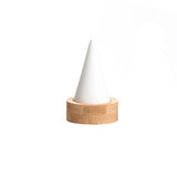 Bamboo PU Fingertip Cone Ring Display Stand Case Ring Holder