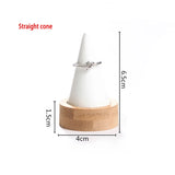 Bamboo PU Fingertip Cone Ring Display Stand Case Ring Holder