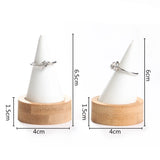 Bamboo PU Fingertip Cone Ring Display Stand Case Ring Holder