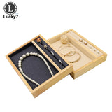 Bamboo Wood Jewelry Display Set Tray Base Necklace Ring Earrings Organizer