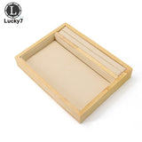 Bamboo Wood Jewelry Display Set Tray Base Necklace Ring Earrings Organizer