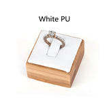 Bamboo Wood Leather Rings Display Stand Jewelry Holder