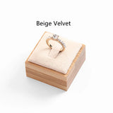 Bamboo Wood Leather Rings Display Stand Jewelry Holder