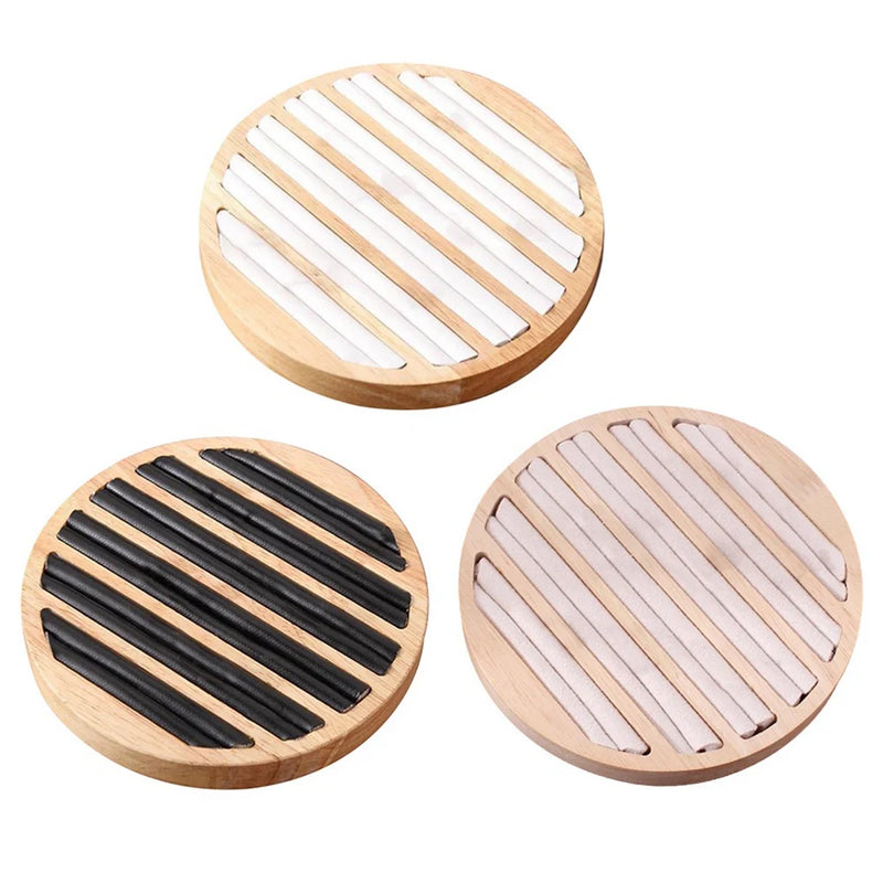 Bamboo Wood Ring Earrings Storage Box Display Jewelry