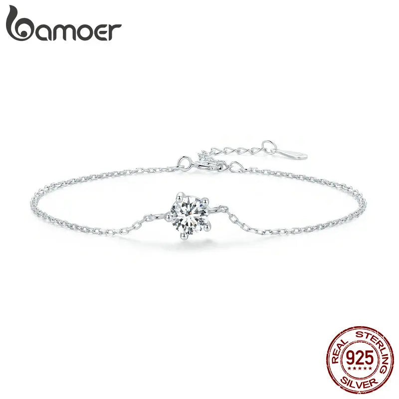0.6CT Moissanite Bracelet 925 Sterling Silver Chain Charms For Women