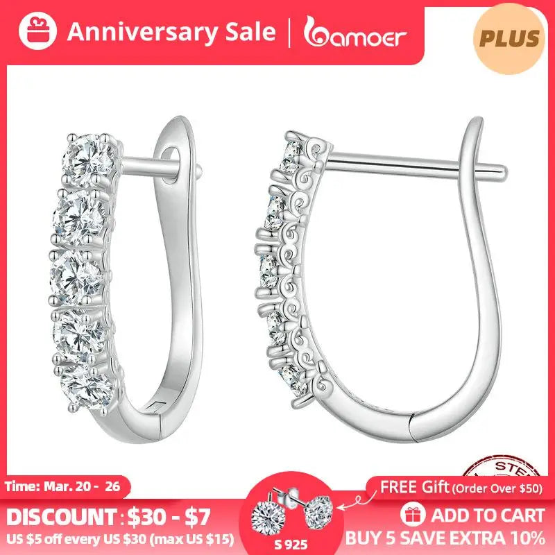 1.0CT Moissanite U-Shaped Hoop Earrings in 925 Sterling Silver