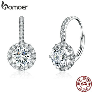 1.0CT Moissanite Hoop Earrings 925 Silver Sparkling Fine Jewelry