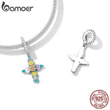 925 Sterling Zircon Flower Cross Pendant for Bracelets