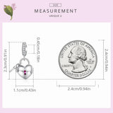 925 Sterling Zircon Heart Lock & Key Pendant for Bracelet & Bangle