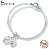 925 Sterling Zircon Heart Lock & Key Pendant for Bracelet & Bangle