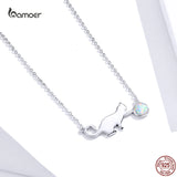 925 Silver Cat Opal Pendant Necklace for Women