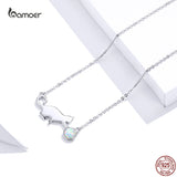 925 Silver Cat Opal Pendant Necklace for Women
