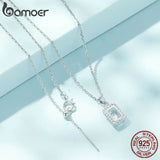 925 Sterling Silver Square Zircon Necklace SCN482