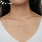 925 Sterling Silver Square Zircon Necklace SCN482
