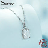 925 Sterling Silver Square Zircon Necklace SCN482