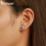 925 Silver Moonstone Ear Studs for Women Girl